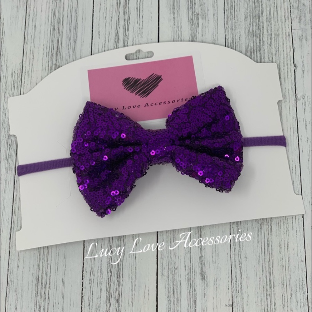 Handmade large Purple Glitter Bow headband!
